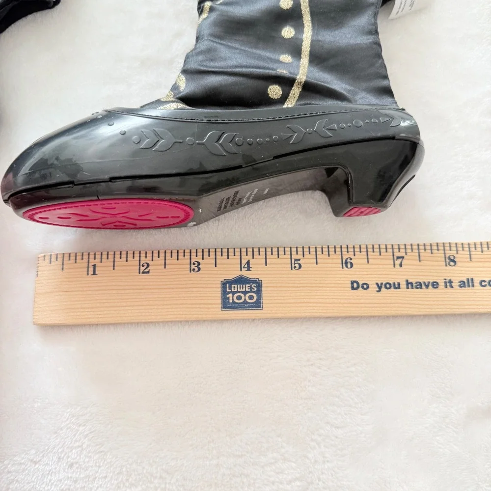 Disney Costume Boots Kids One Size Black Gold Frozen 2 Anna Travel Shoes
